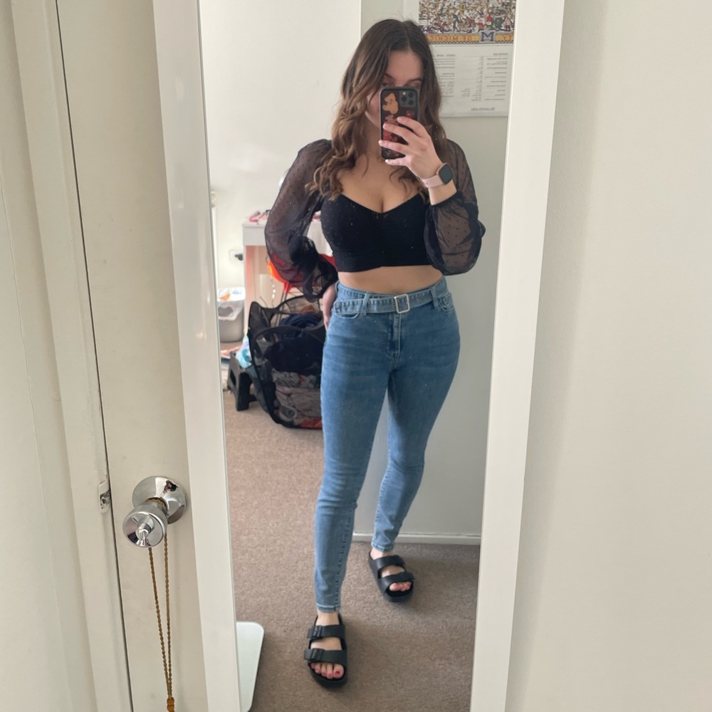PACSUN Denim Belted High-Rise Jeggings